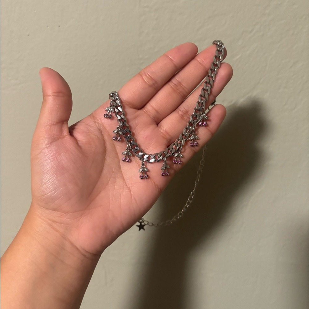 DALMATA Chain Necklace Sterling Silver Cherry Charms